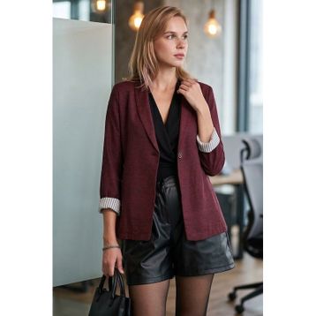 Armonika ARM-22K001122 Kadın Bordo Kol İçi Çizgili Tek Düğmeli Ceket
