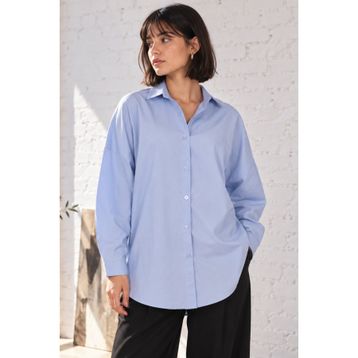 Armonika ARM-22Y001118 Kadın Açık Mavi Oversize Uzun Basic Gömlek