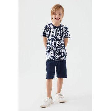 Arnetta 2506 Maze Lacivert Erkek Çocuk Bermuda Pijama Takımı