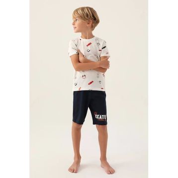Arnetta 2984 Krem Erkek Çocuk Bermuda Pijama Takımı