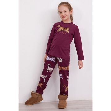 Arnetta Grateful Mor Uzun Kol Kız Çocuk Pijama Takım