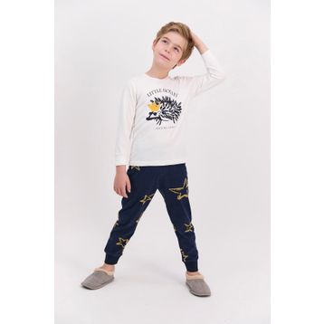 Arnetta Little Hoglet Krem Uzun Kol Erkek Çocuk Pijama Takımı
