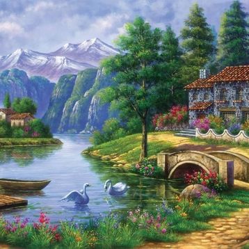 Art 1500 Parça Göl Köy Puzzle