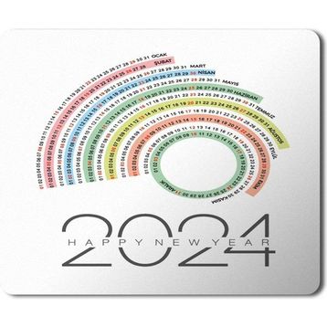 Art Hediye 2024 Happy New Year Takvim 23x19 cm Mouse Pad