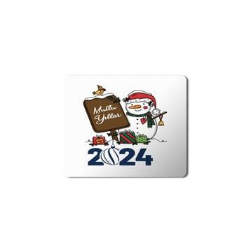 Art Hediye 2024 Mutlu Yıllar Kardan Adam Tabela 23x19 cm Mouse Pad