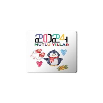 Art Hediye 2024 Mutlu Yıllar Penguen Kalp 23x19 cm Mouse Pad