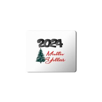 Art Hediye 2024 Mutlu Yıllar Yazı Çam Ağacı 23x19 cm Mouse Pad