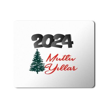 Art Hediye 2024 Mutlu Yıllar Yazı Çam Ağacı 23x19 cm Mouse Pad