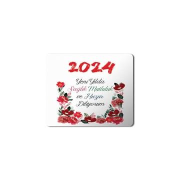 Art Hediye 2024 Yeni Yılda Huzur Diliyorum Çiçekler 23x19 cm Mouse Pad