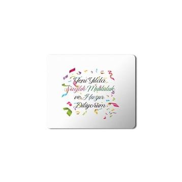 Art Hediye 2024 Yeni Yılda Saglık Mutluluk Huzur Konfeti 23x19 cm Mouse Pad