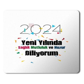 Art Hediye 2024 Yeni Yılında Sağlık Huzur Konfeti 23x19 cm Mouse Pad