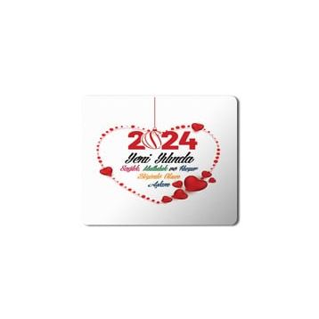 Art Hediye 2024 Yeni Yılında Seninle Olsun Aşkım Kalpler 23x19 cm Mouse Pad
