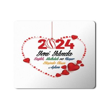 Art Hediye 2024 Yeni Yılında Seninle Olsun Aşkım Kalpler 23x19 cm Mouse Pad