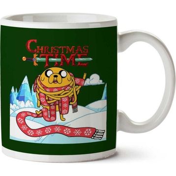 Art Hediye Adventure Christmas Time Jake Scarf Ice World Cartoon Network Iki Tarafı Baskılı Kupa Bardak