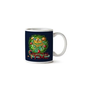 Art Hediye Adventure Christmas Time Wreath Jake Scarf Cartoon Network Iki Tarafı Baskılı Kupa Bardak