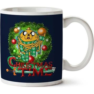 Art Hediye Adventure Christmas Time Wreath Jake Scarf Cartoon Network Iki Tarafı Baskılı Kupa Bardak