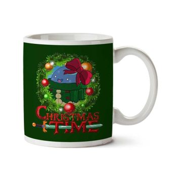 Art Hediye Art HediyeAdventure Christmas Time Wreath Bow Cartoon Network Iki Tarafı Baskılı Kupa Bardak