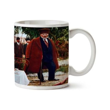 Art Hediye Atatürk Kalpak Palto Baston 01 İki Tarafı Baskılı Kupa Bardak