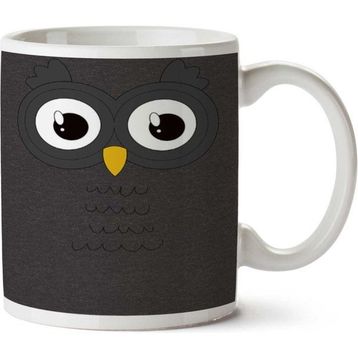 Art Hediye Cute Owl Face Iki Tarafı Baskılı Kupa Bardak