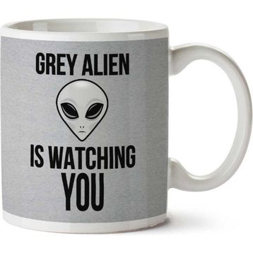 Art Hediye Grey Alien Watching You Men's İki Tarafı Baskılı Kupa Bardak