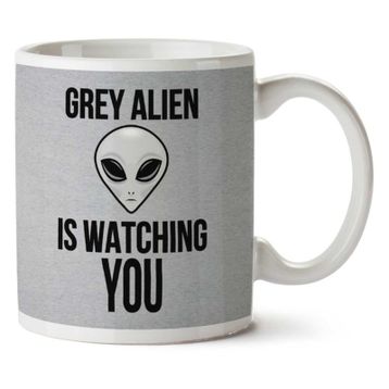 Art Hediye Grey Alien Watching You Men's İki Tarafı Baskılı Kupa Bardak