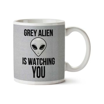 Art Hediye Grey Alien Watching You Men's İki Tarafı Baskılı Kupa Bardak