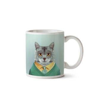 Art Hediye Hipster Portre Vesikalık Kedi İki Tarafı Baskılı Kupa Bardak