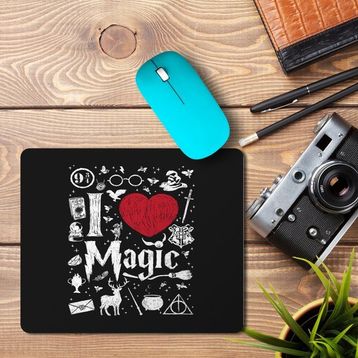 Art Hediye I Love Magic 2 Baskılı 23x19 cm Mouse Pad