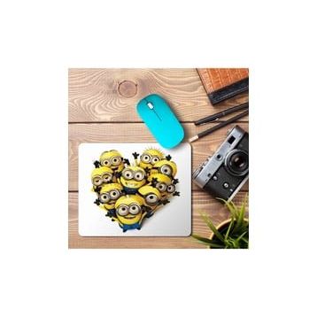 Art Hediye Kalpli Minious Baskılı 23x19 cm Mouse Pad