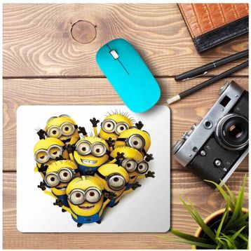 Art Hediye Kalpli Minious Baskılı 23x19 cm Mouse Pad