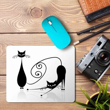 Art Hediye Kediler Silüet Baskılı 23x19 cm Mouse Pad