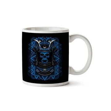 Art Hediye Samurai Negative Skull Abstract İki Tarafı Baskılı Kupa Bardak