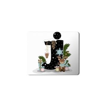 Art Hediye Yeni Yıl Merry Christmas Yılbaşı'na Özel J Harfi 23x19 cm Mouse Pad