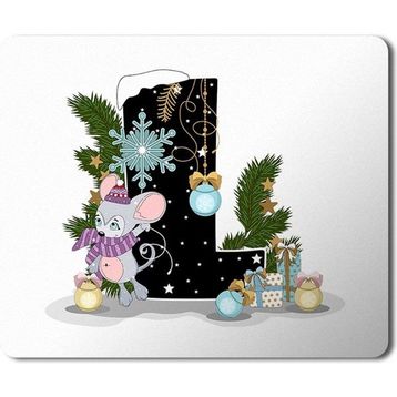 Art Hediye Yeni Yıl Merry Christmas Yılbaşı'na Özel L Harfi 23x19 cm Mouse Pad