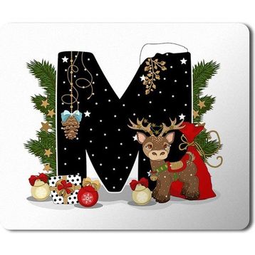 Art Hediye Yeni Yıl Merry Christmas Yılbaşı'na Özel M Harfi 23x19 cm Mouse Pad
