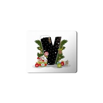 Art Hediye Yeni Yıl Merry Christmas Yılbaşı'na Özel V Harfi 23x19 cm Mouse Pad