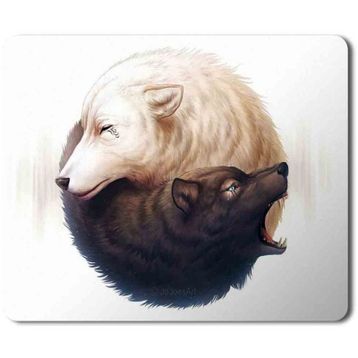 Art Hediye Ying Yang Kurt Baskılı 23x19 cm Mouse Pad