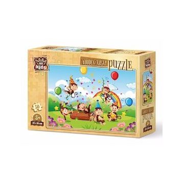 Art Kids Maymunlar Partisi 50 Parça Ahşap Puzzle