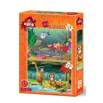 Art Kids Su Altı ve Orman Hayvanları 24+35 Parça Puzzle