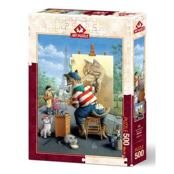 Art Puzzle 500 Parça Ressam Kedi Puzzle