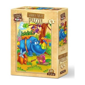 Art Puzzle Çalışkan Gergedan 16 Parça Ahşap Puzzle