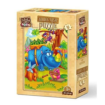 Art Puzzle Çalışkan Gergedan 16 Parça Ahşap Puzzle
