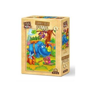 Art Puzzle Çalışkan Gergedan 16 Parça Ahşap Puzzle