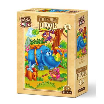 Art Puzzle Çalışkan Gergedan 16 Parça Ahşap Puzzle