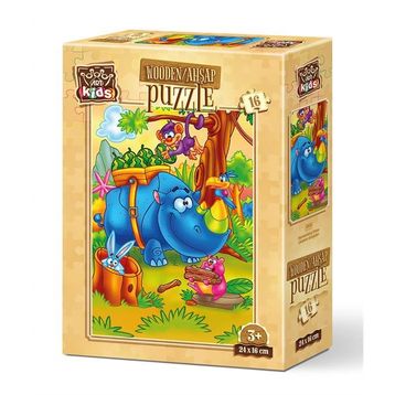 Art Puzzle Çalışkan Gergedan 16 Parça Ahşap Puzzle