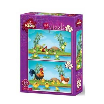 Art Puzzle Kids Hayvanlar ve Yavruları 2'li 35+60 Parça Puzzle