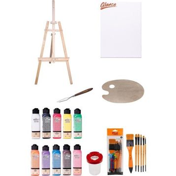 Artdeco 140 ml Akrilik Boya 50x70 Tuval Ahşap Palet Şövale Seti