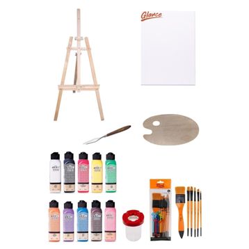 Artdeco 140 ml Akrilik Boya 50x70 Tuval Ahşap Palet Şövale Seti