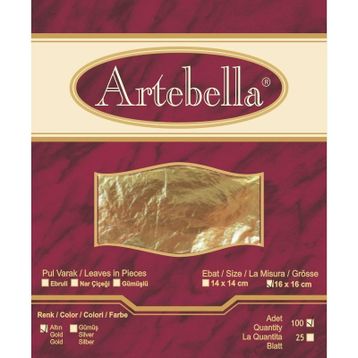 Artebella 16x16 cm 100 Adet Metal Varak Altın