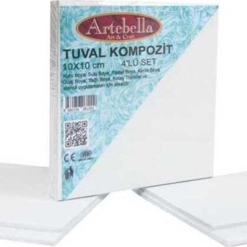 Artebella 4'lü set 10x10 cm Tuval Kompozit